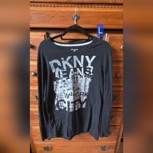 DKNY Black Graphic Long Sleeve Tee